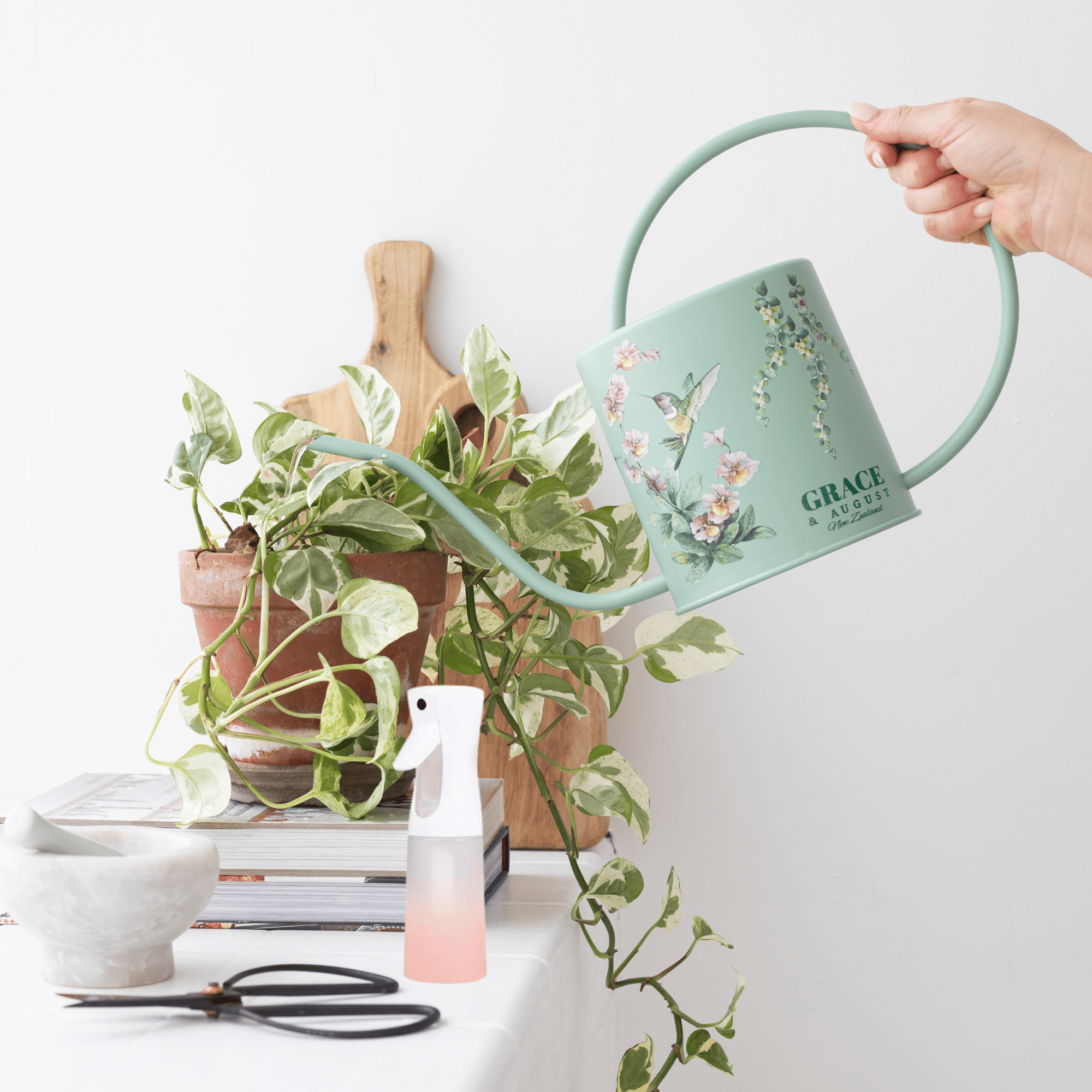 Metal Indoor Watering Can | Sage Green Garden Accessories
