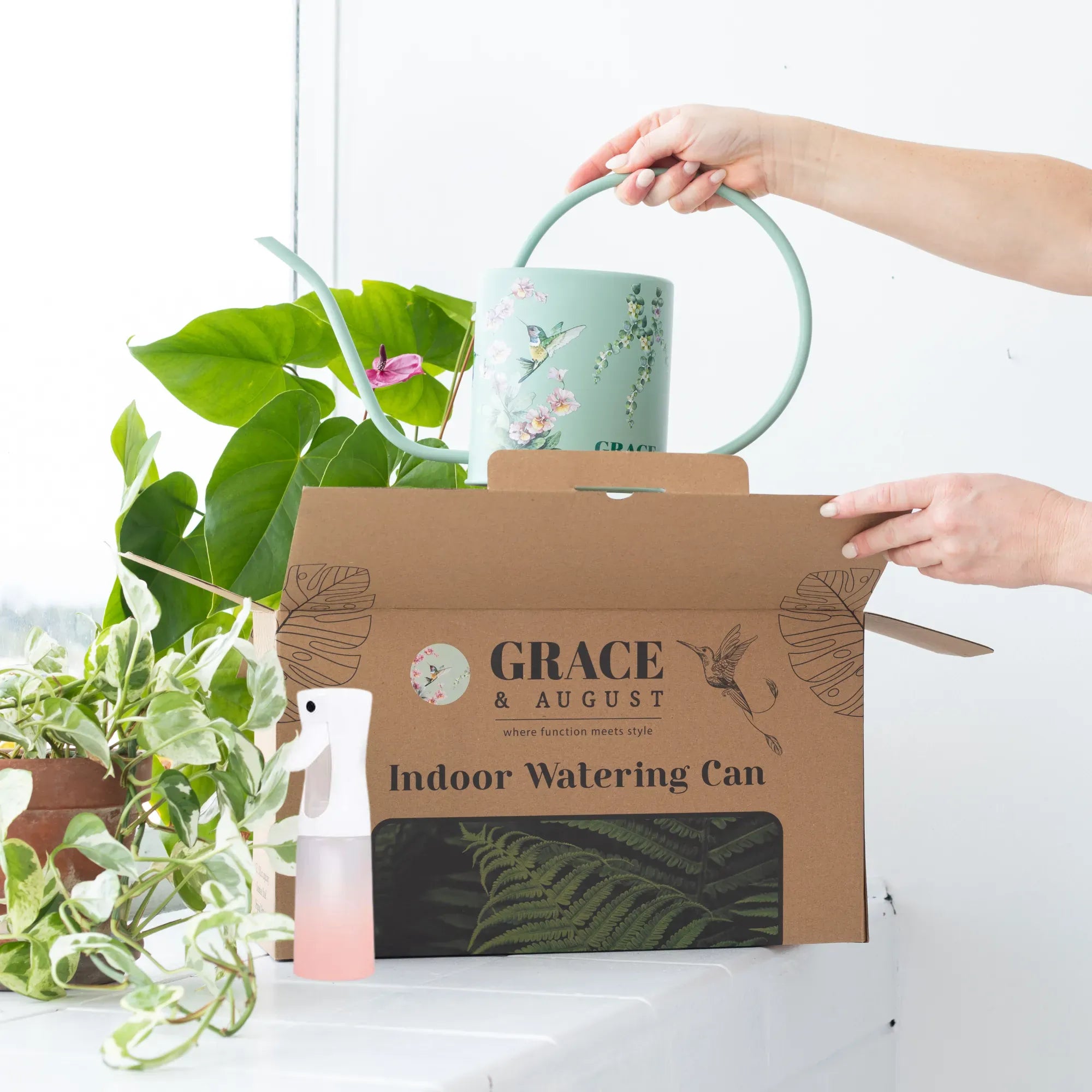 Metal Indoor Watering Can | Sage Green Garden Accessories