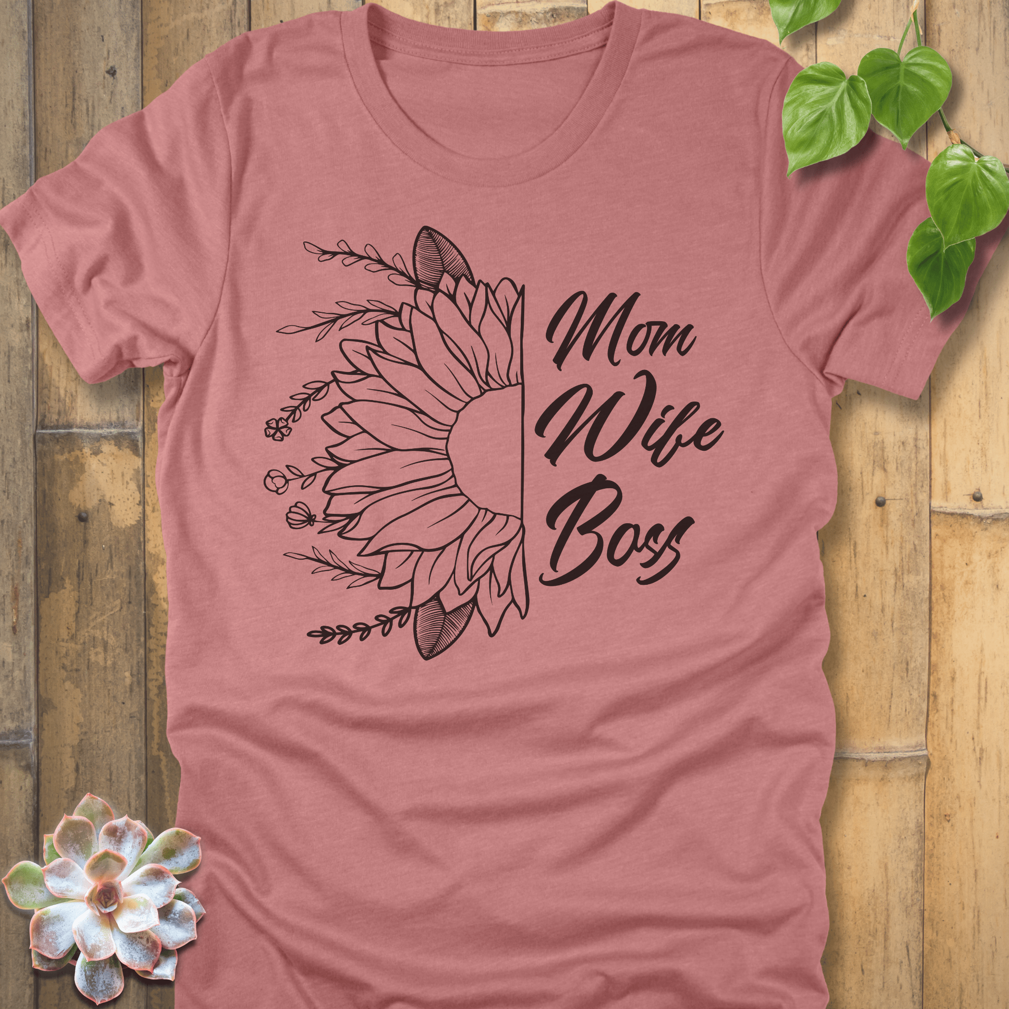 Heather Mauve / S Mom Wife Boss T-Shirt T-Shirt