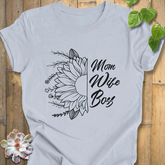 Light Blue / XS Mom Wife Boss T-Shirt T-Shirt