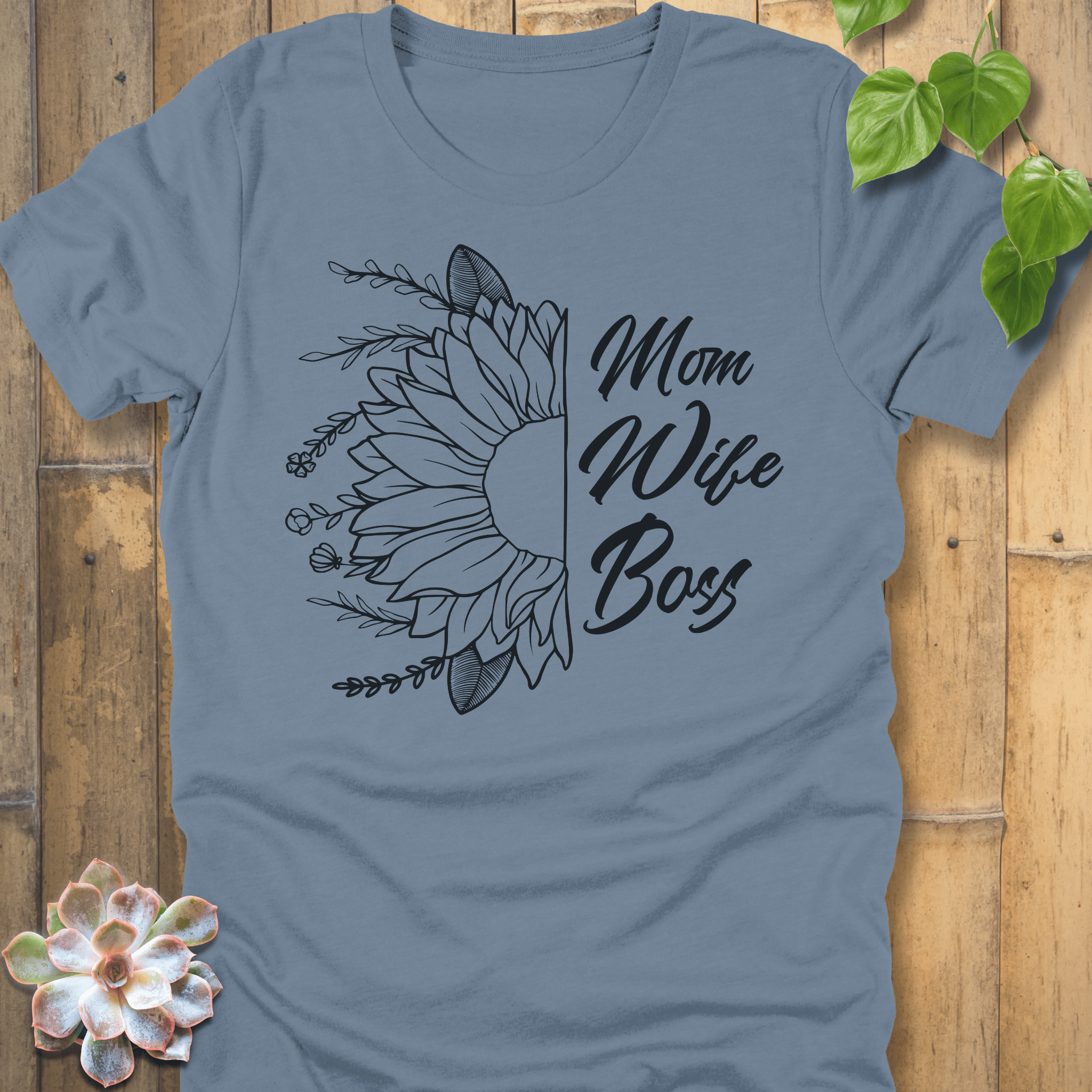 Steel Blue / S Mom Wife Boss T-Shirt T-Shirt