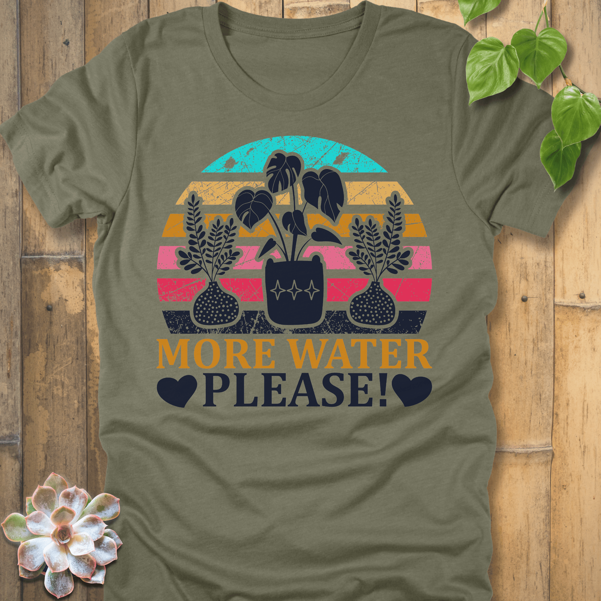 Heather Olive / S More Water Please T-Shirt T-Shirt