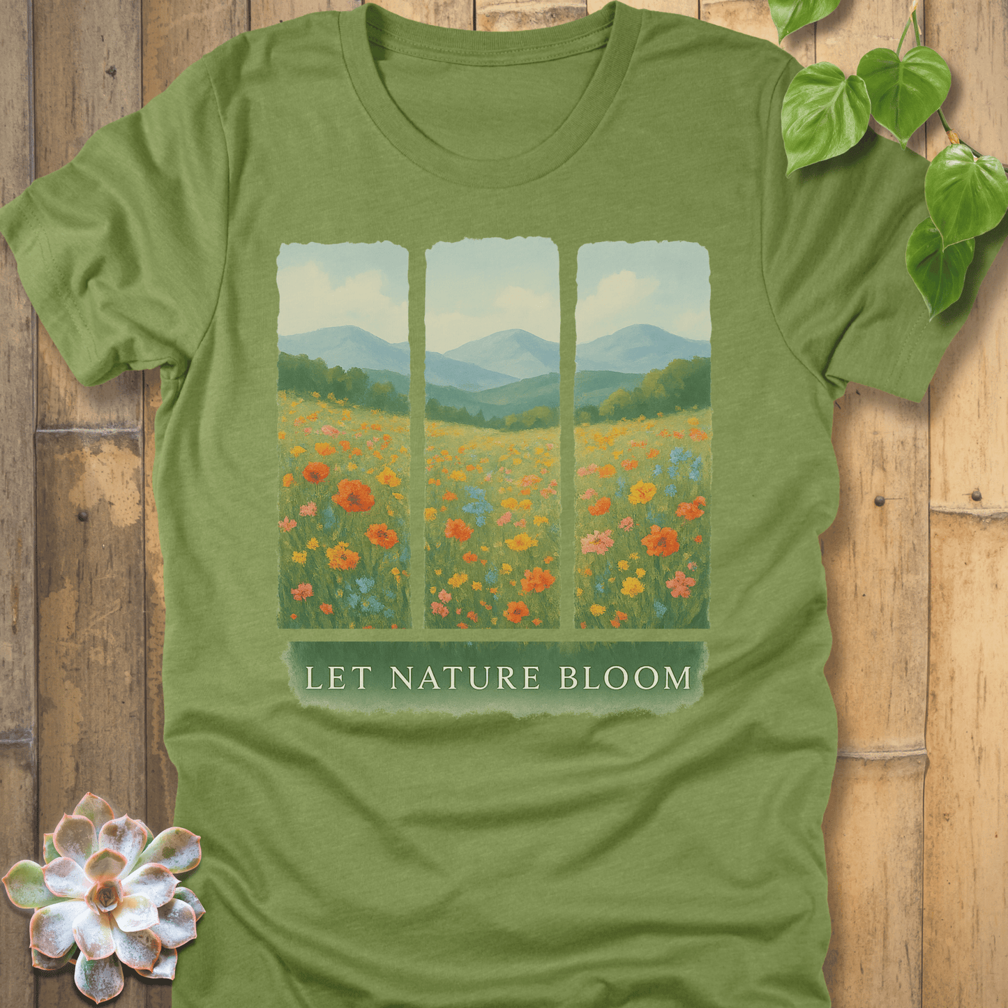 Heather Green / S Nature Bloom T-Shirt T-Shirt
