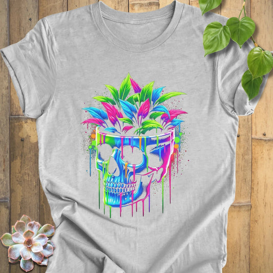 Athletic Heather / XS Neon Bloom Skull T-Shirt T-Shirt