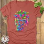 Heather Clay / S Neon Bloom Skull T-Shirt T-Shirt