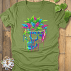Heather Green / M Neon Bloom Skull T-Shirt T-Shirt