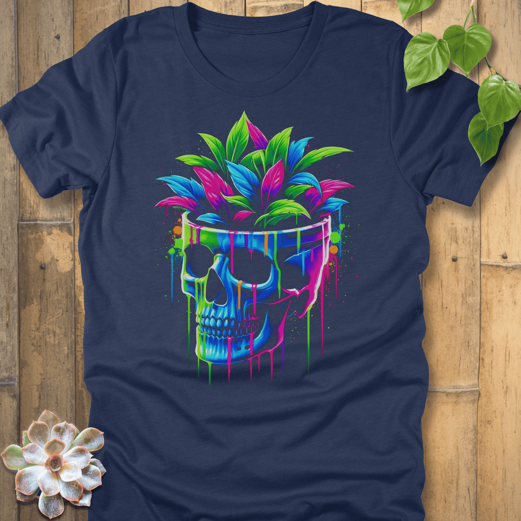 Heather Navy / S Neon Bloom Skull T-Shirt T-Shirt
