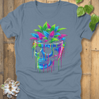 Steel Blue / S Neon Bloom Skull T-Shirt T-Shirt