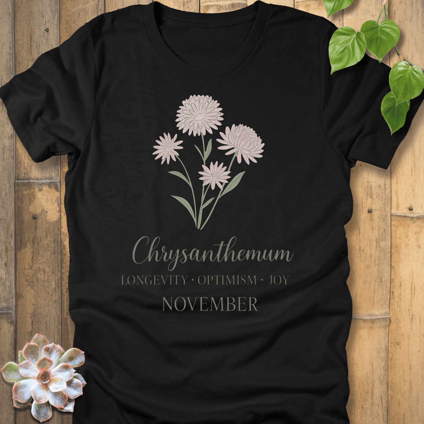 Black / S November Chrysanthemum T-shirt T-Shirt