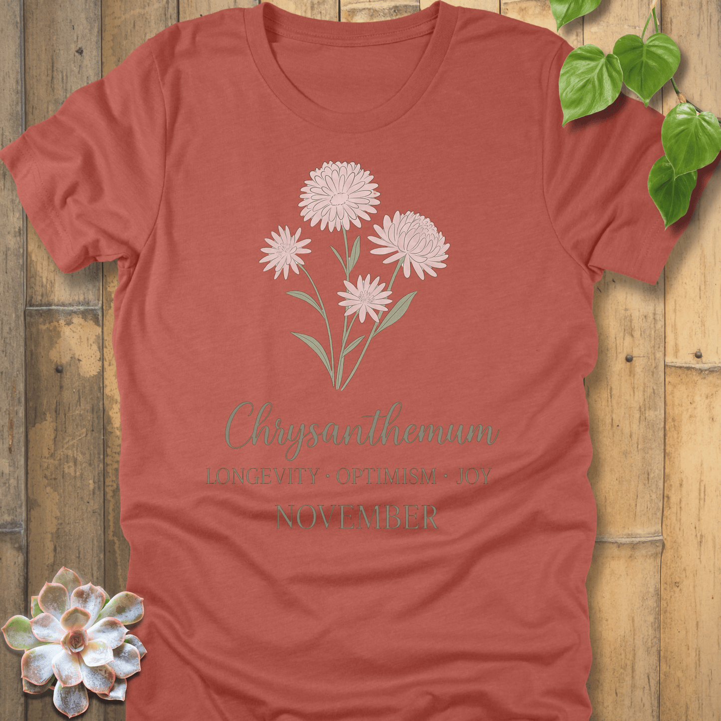 Heather Clay / S November Chrysanthemum T-shirt T-Shirt