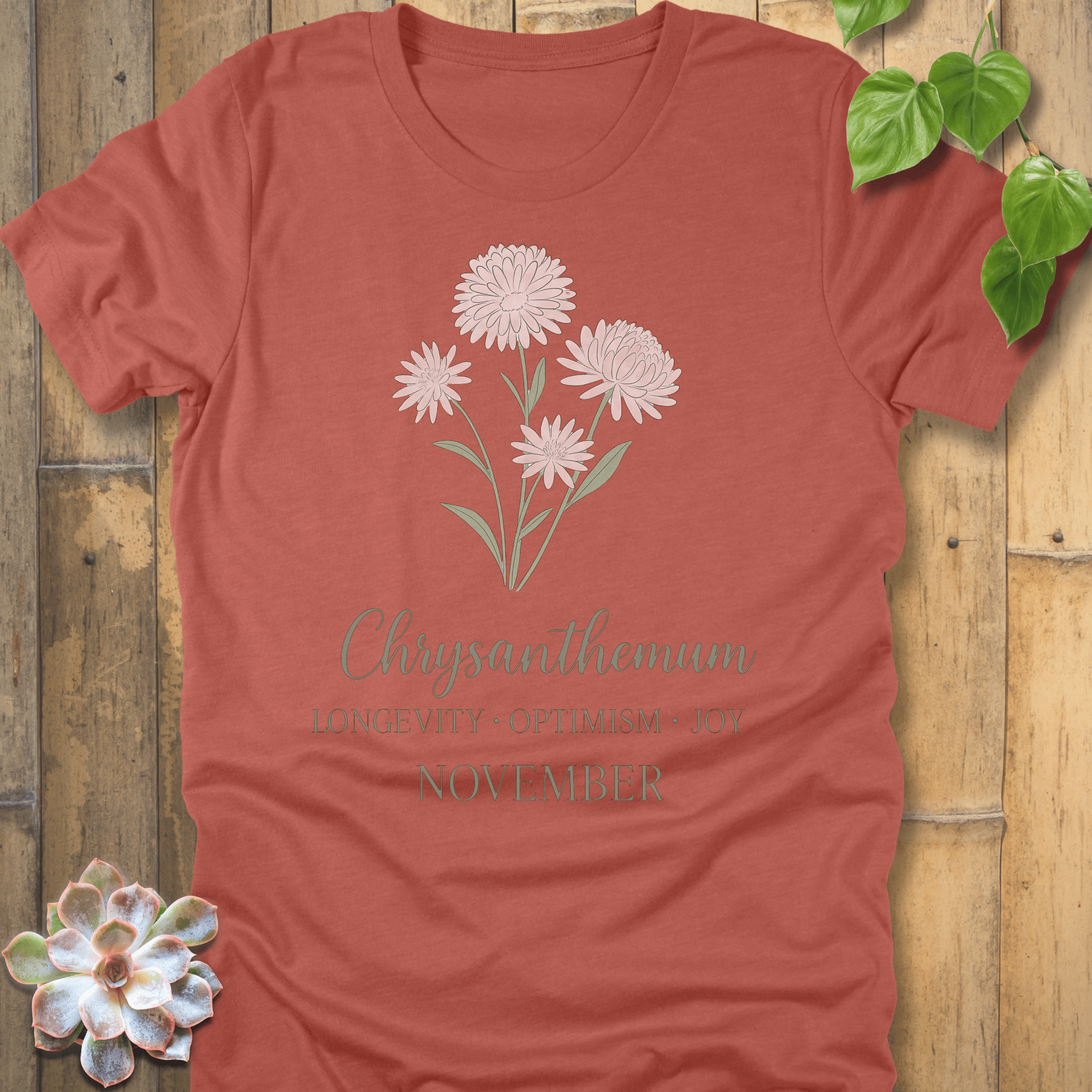 Heather Clay / S November Chrysanthemum T-shirt T-Shirt