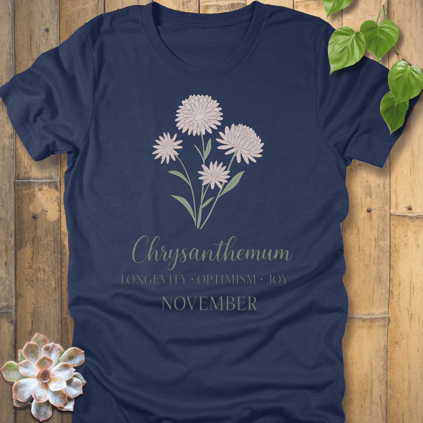 Heather Navy / S November Chrysanthemum T-shirt T-Shirt