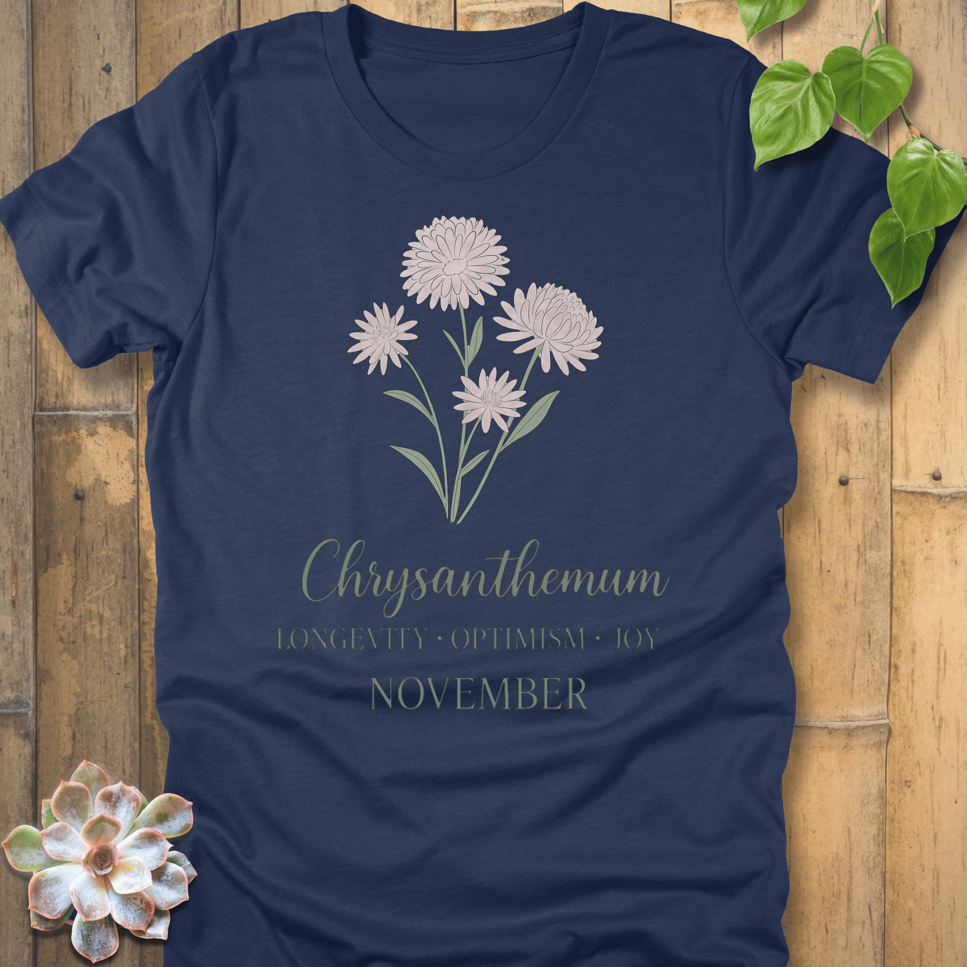 Heather Navy / S November Chrysanthemum T-shirt T-Shirt