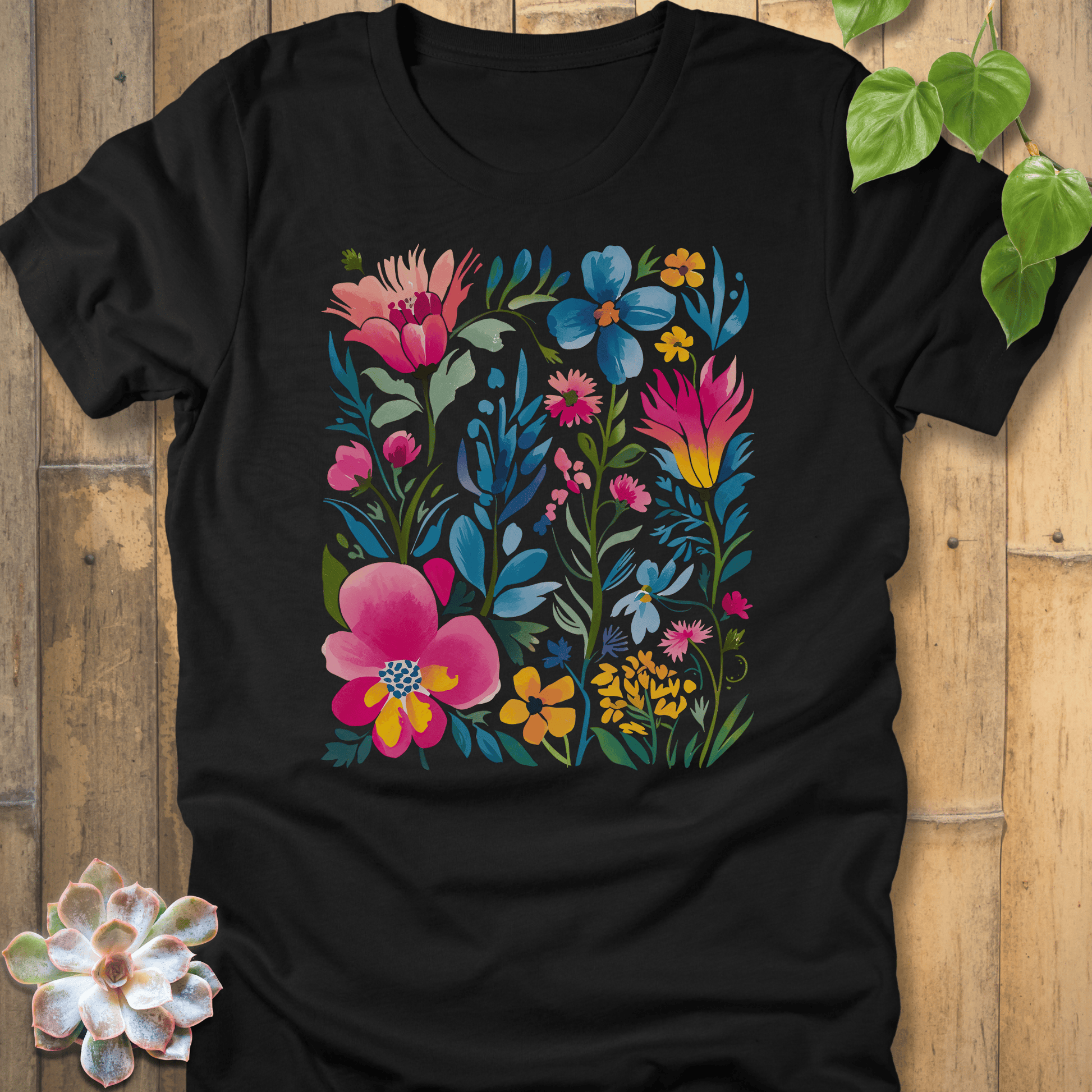 Black / S Painted Petals T-Shirt T-Shirt