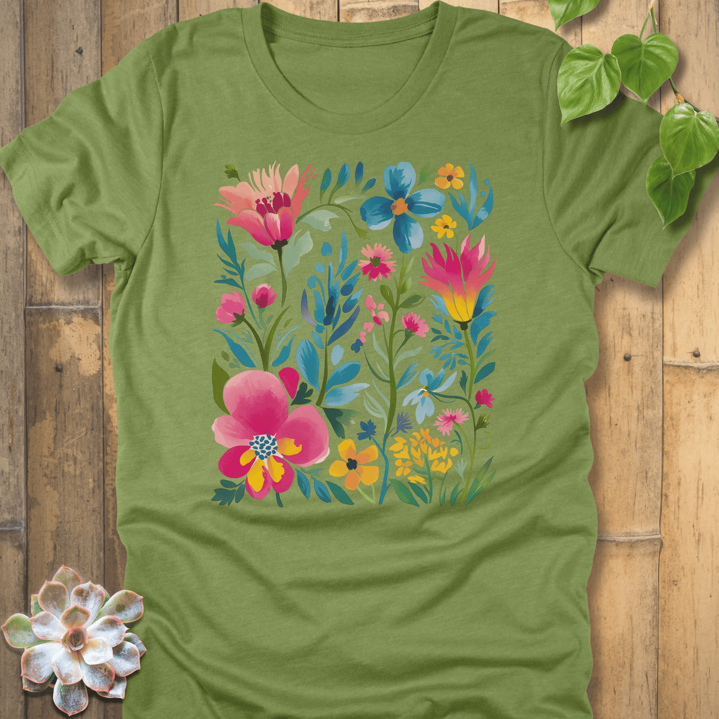 Heather Green / M Painted Petals T-Shirt T-Shirt