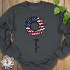 Dark Heather / S Patriotic Sunflower Sweatshirt Sweatshirt