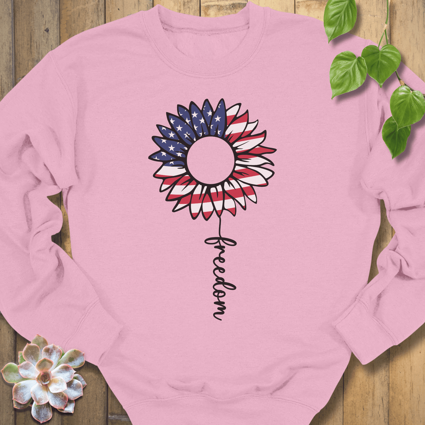 Light Pink / S Patriotic Sunflower Sweatshirt Sweatshirt