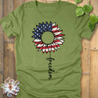 Heather Green / S Patriotic Sunflower T-Shirt T-Shirt