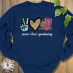 Navy / S Peace Love Gardening Sweatshirt Sweatshirt