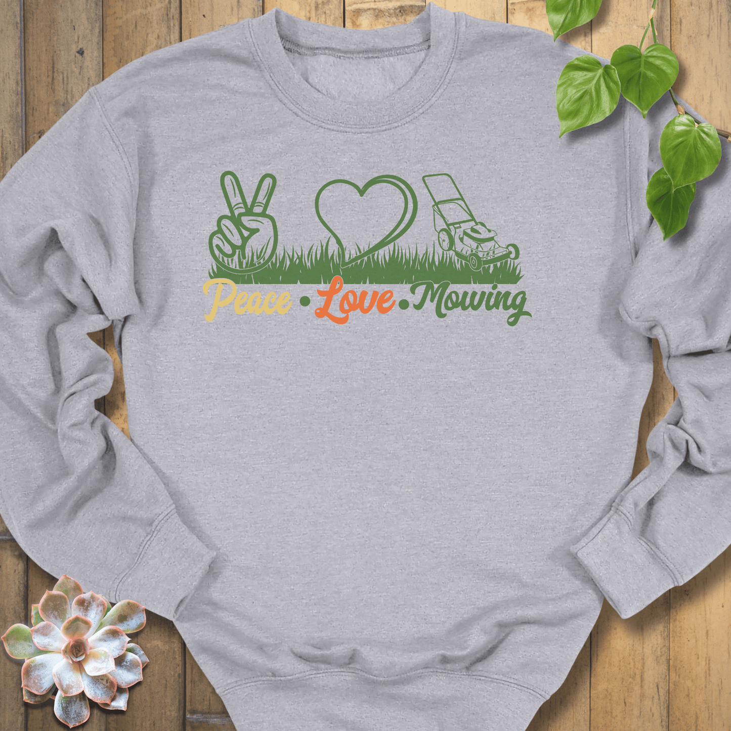 Sport Grey / S Peace, Love, Mowing Sweatshirt Sweatshirt