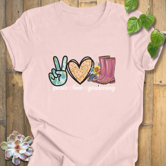 Soft Pink / XS Peace, Love, T-Shirt T-Shirt