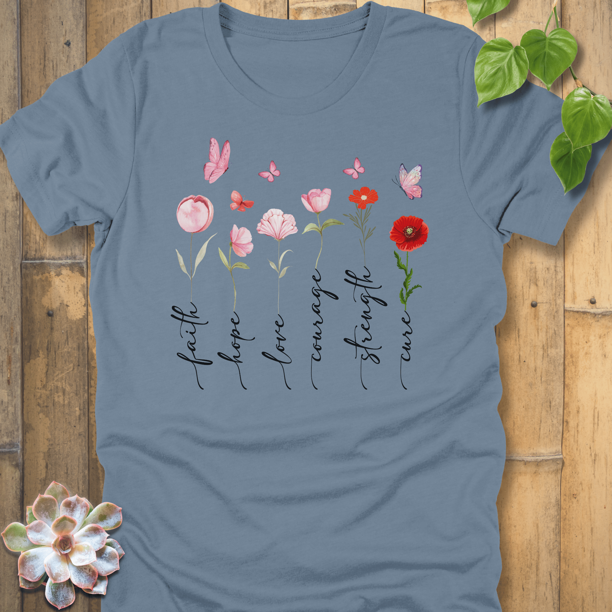 Steel Blue / S Petals Of Strength T-shirt T-Shirt