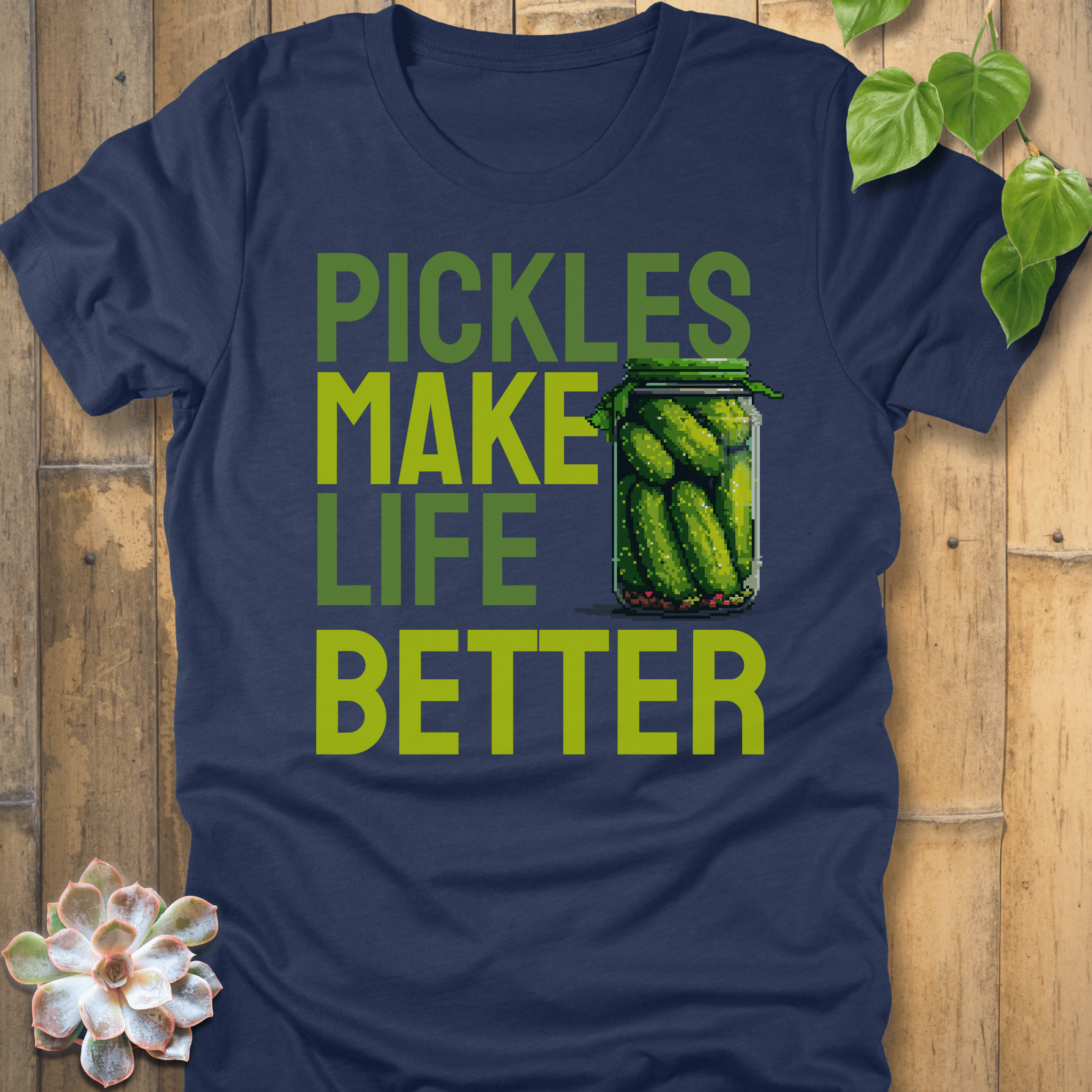 Heather Navy / S Pickles Make Life Better T-shirt T-Shirt
