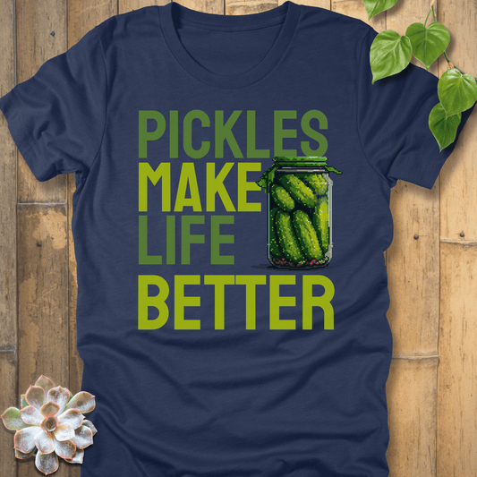 Heather Navy / S Pickles Make Life Better T-shirt T-Shirt