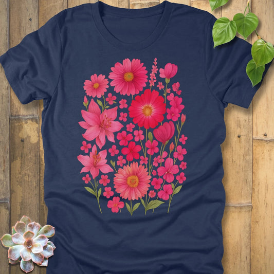 Heather Navy / S Pink Blossom T-Shirt T-Shirt