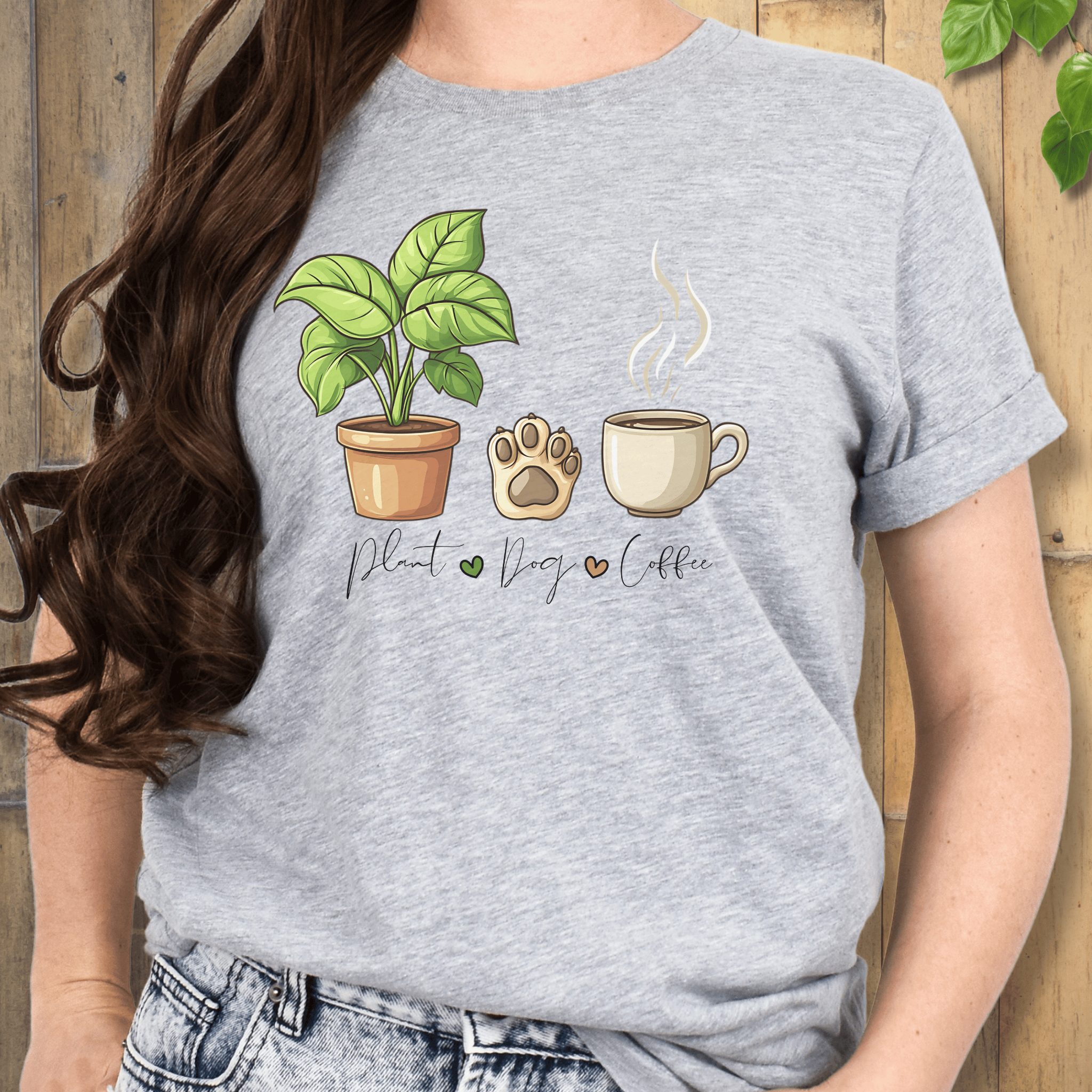 Plant, Dog, Coffee T-Shirt T-Shirt