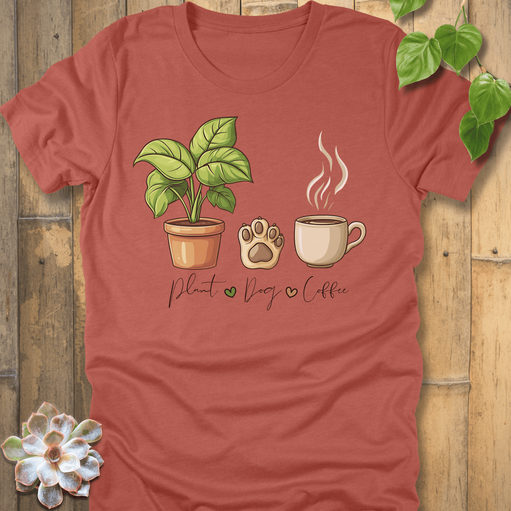 Heather Clay / S Plant, Dog, Coffee T-Shirt T-Shirt