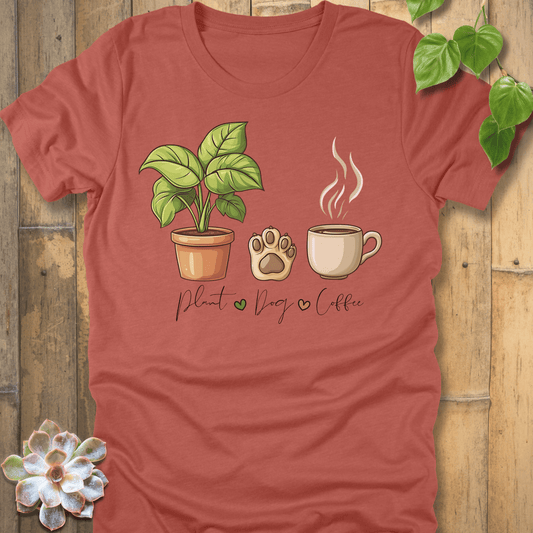 Heather Clay / S Plant, Dog, Coffee T-Shirt T-Shirt