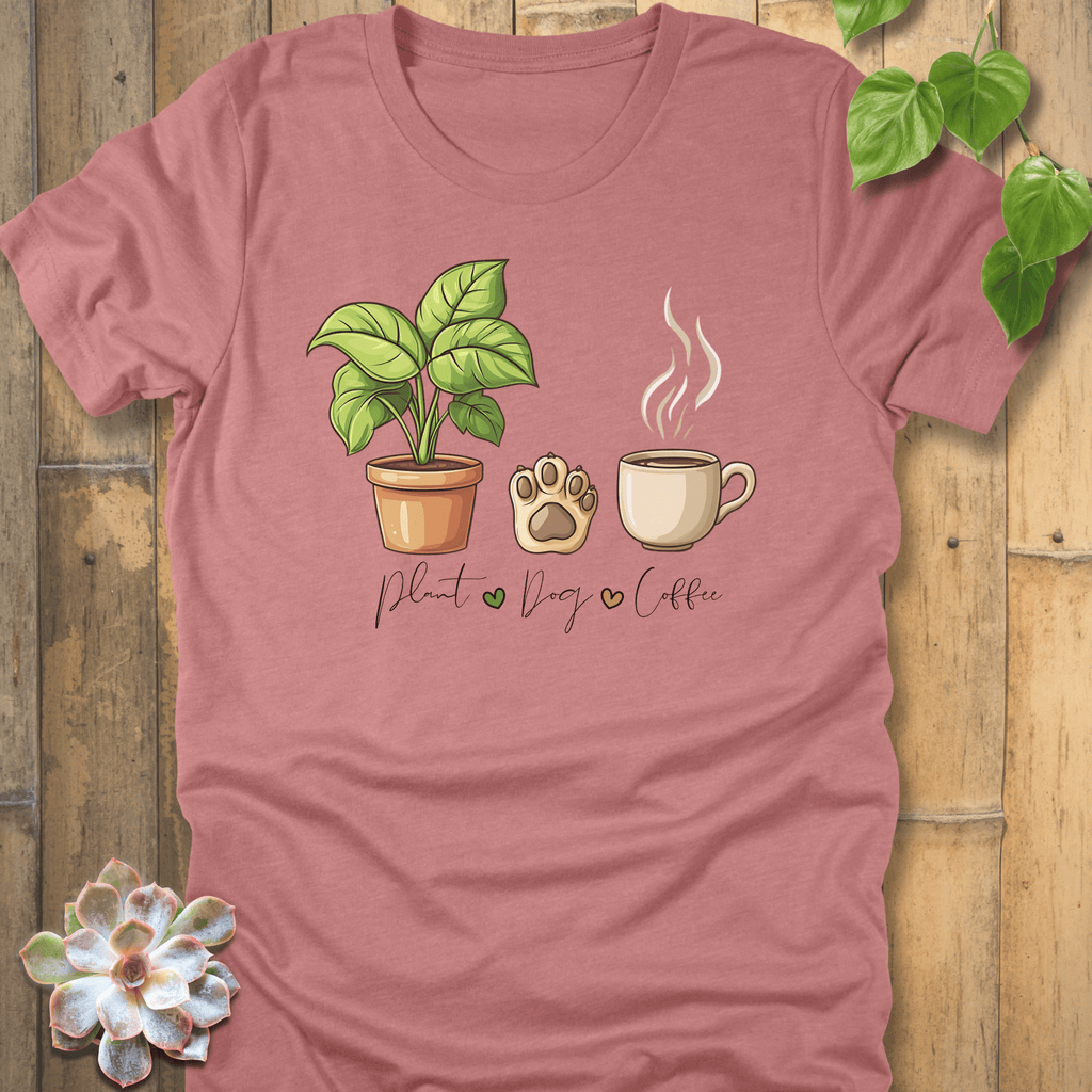Heather Mauve / S Plant, Dog, Coffee T-Shirt T-Shirt