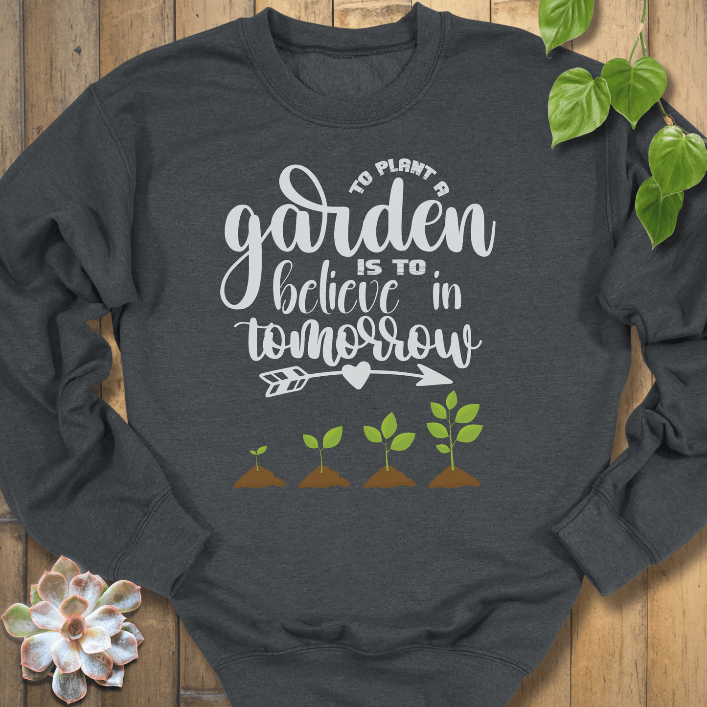 Dark Heather / S Plant In Garden Sweatshirt Sweatshirt