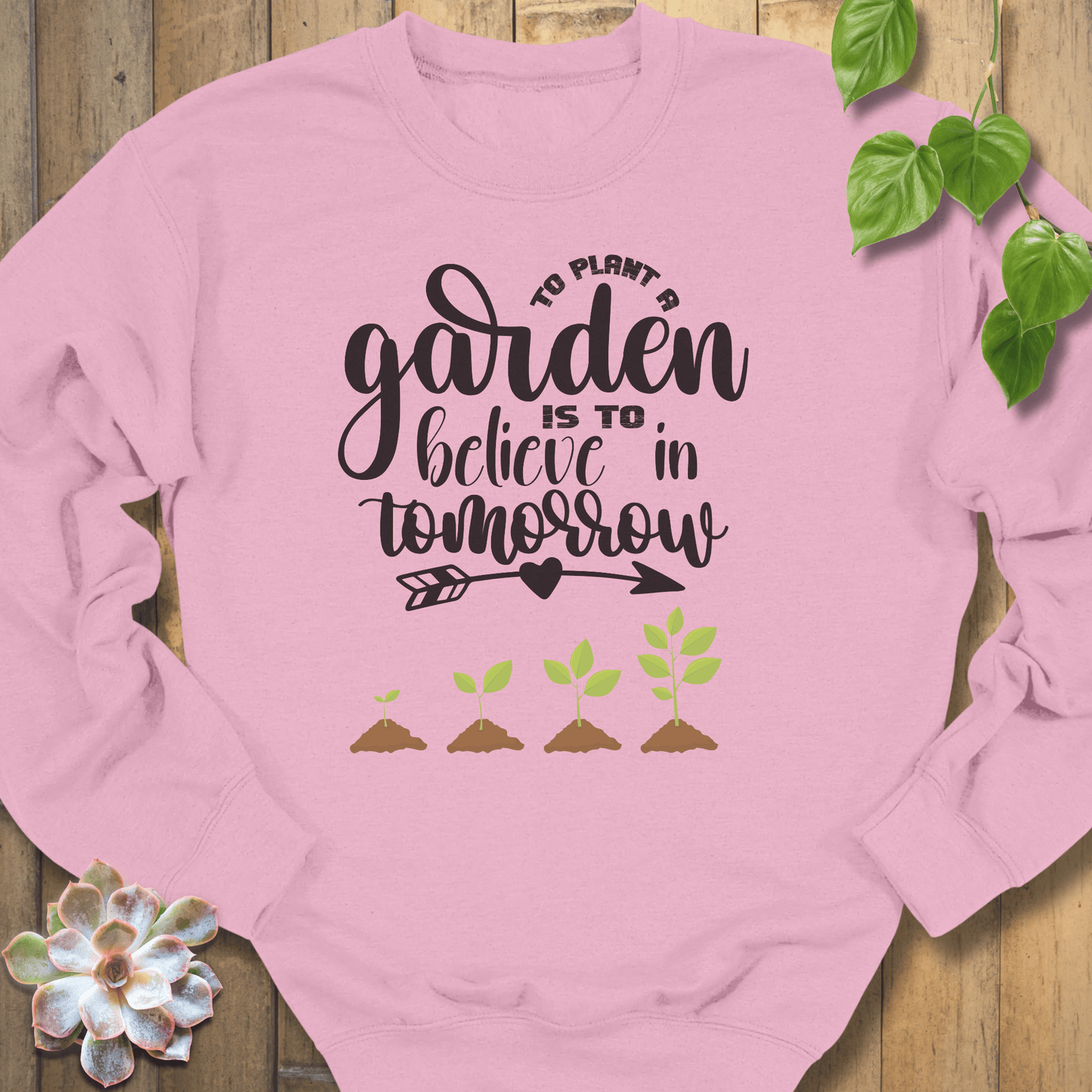 Light Pink / S Plant In Garden Sweatshirt Sweatshirt