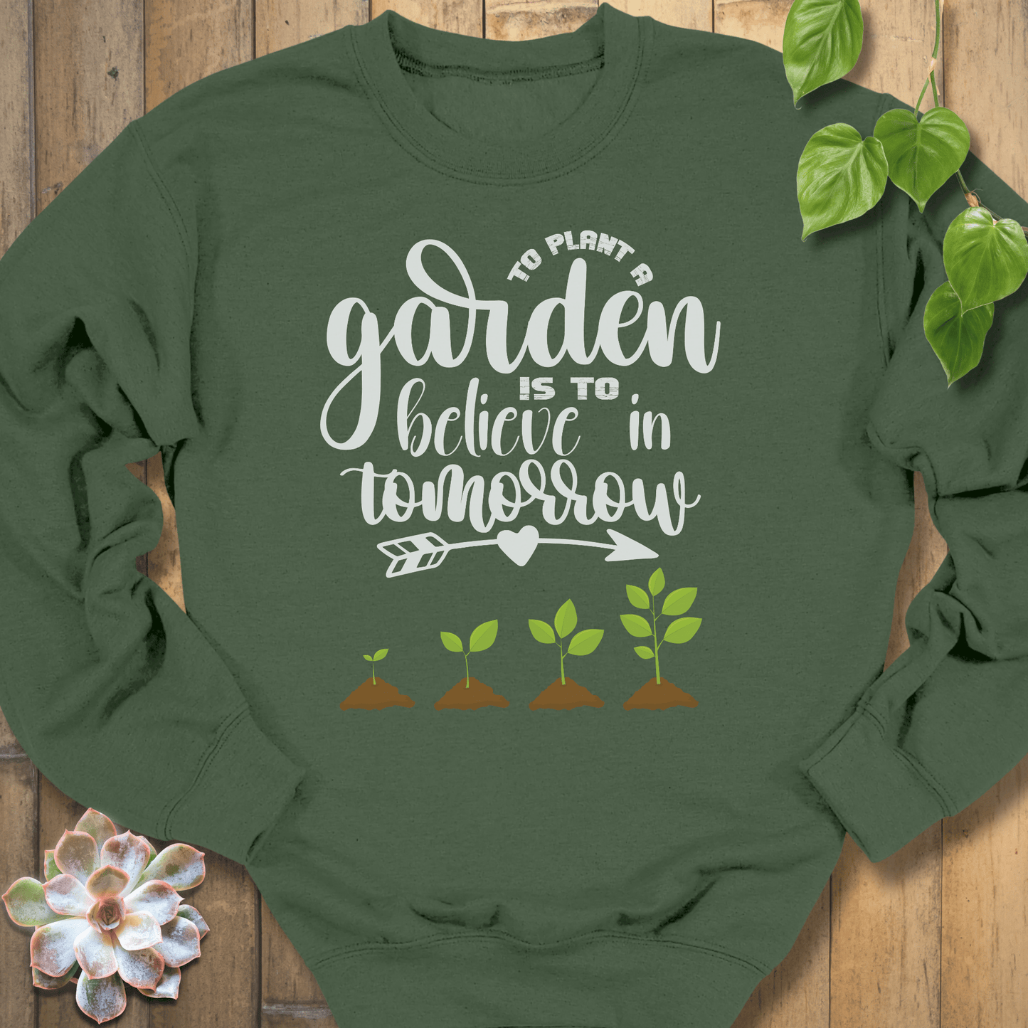 Military Green / S Plant In Garden Sweatshirt Sweatshirt