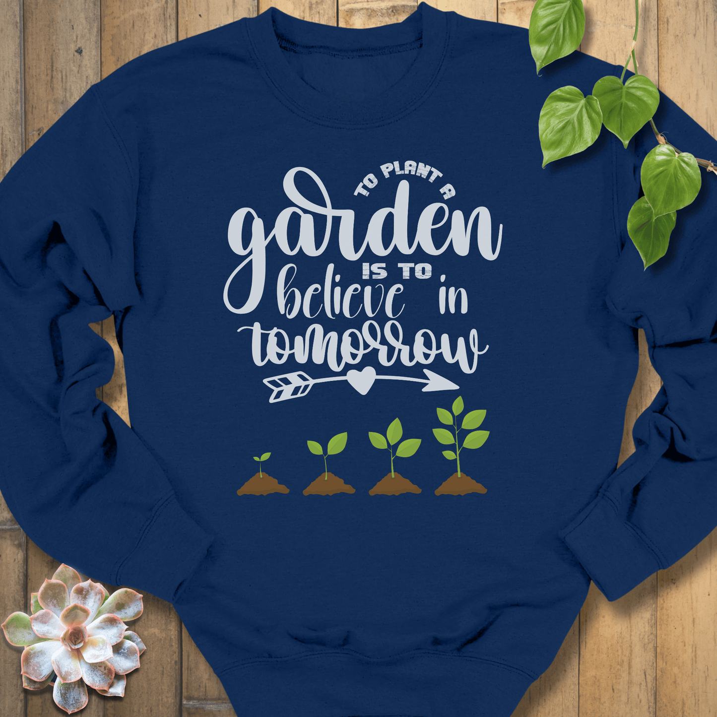 Navy / S Plant In Garden Sweatshirt Sweatshirt