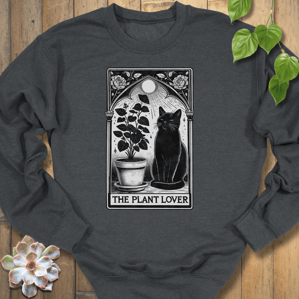 Dark Heather / S Plant Lover Cat Sweatshirt Sweatshirt