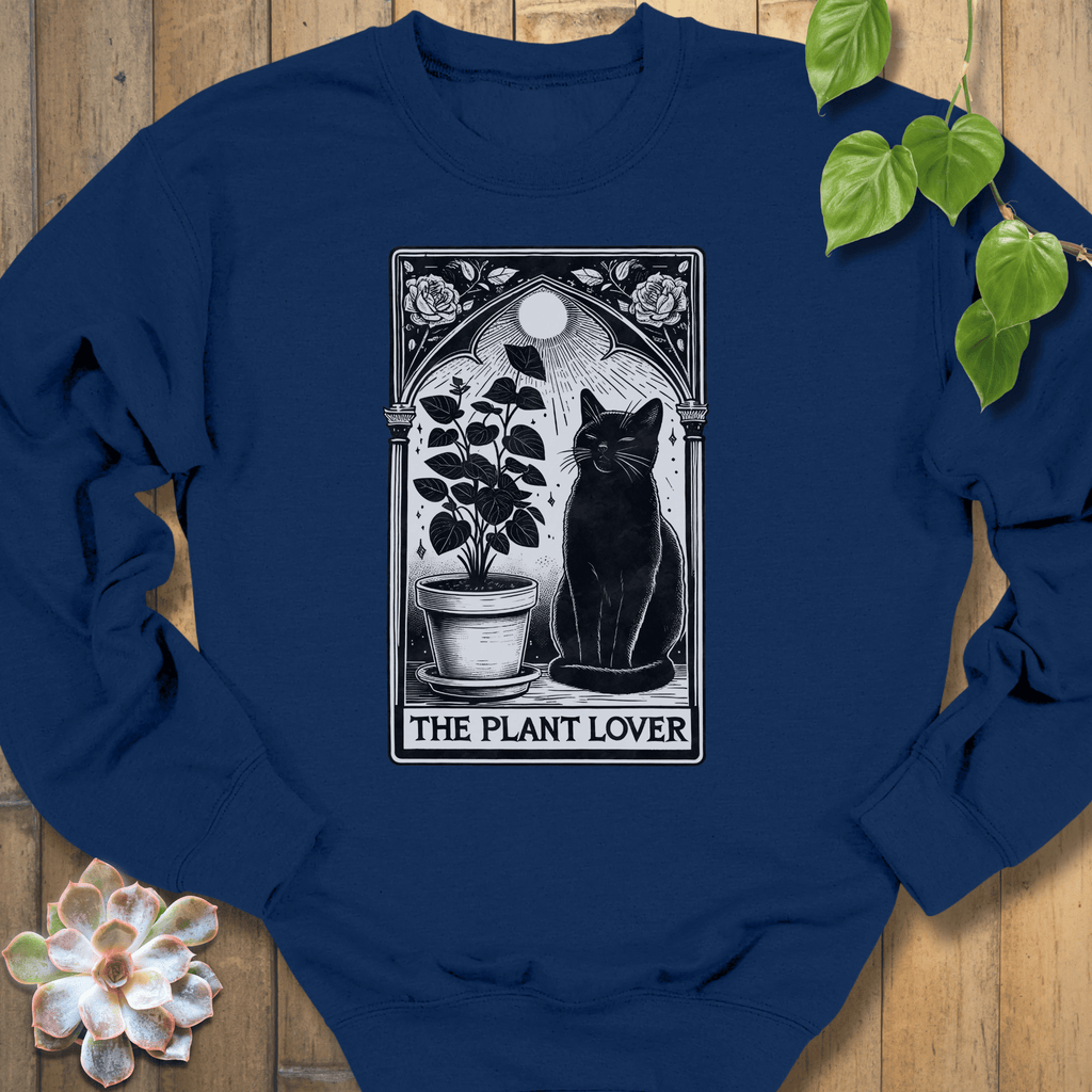 Navy / S Plant Lover Cat Sweatshirt Sweatshirt