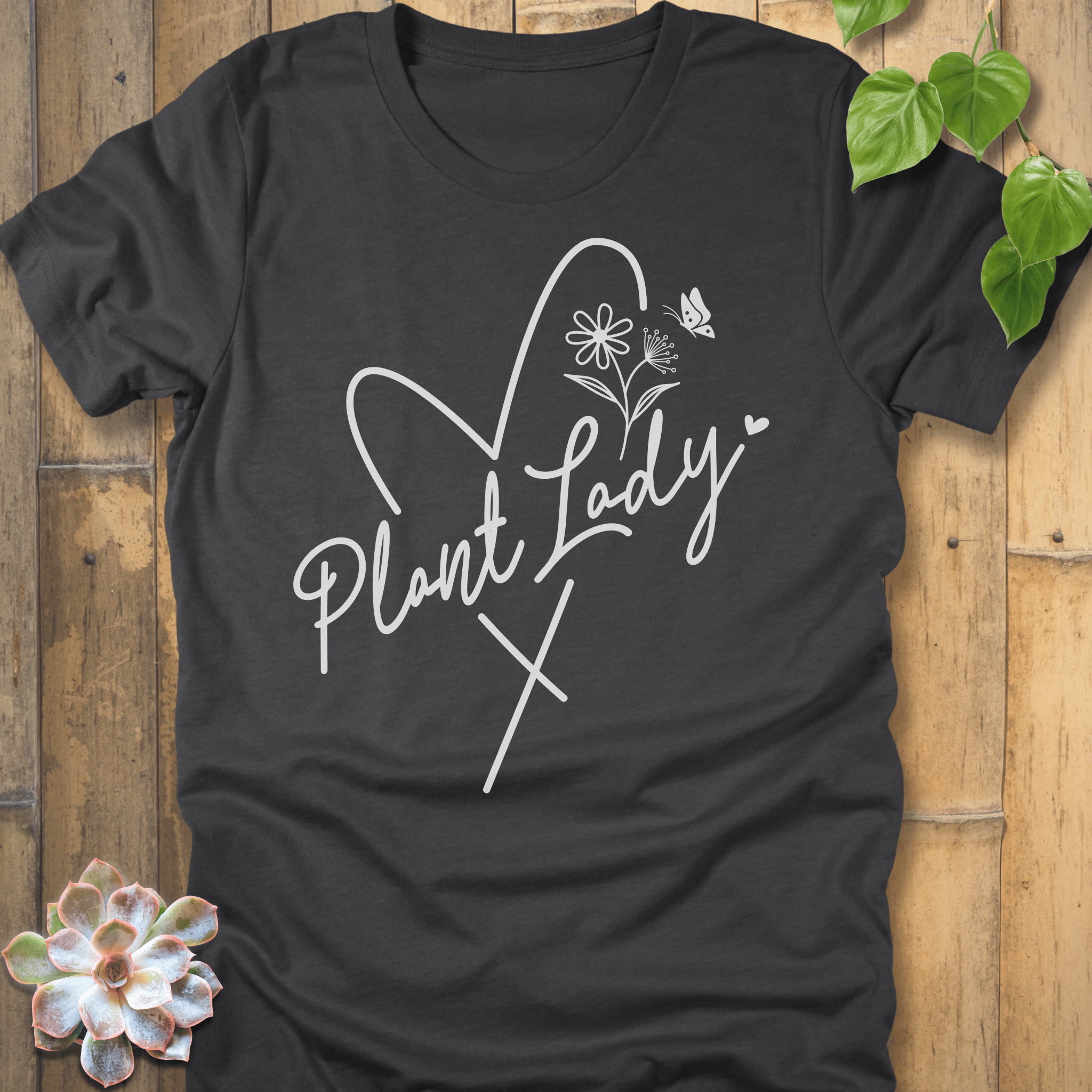 Dark Grey Heather / S Plant Lover Lady T-shirt T-Shirt
