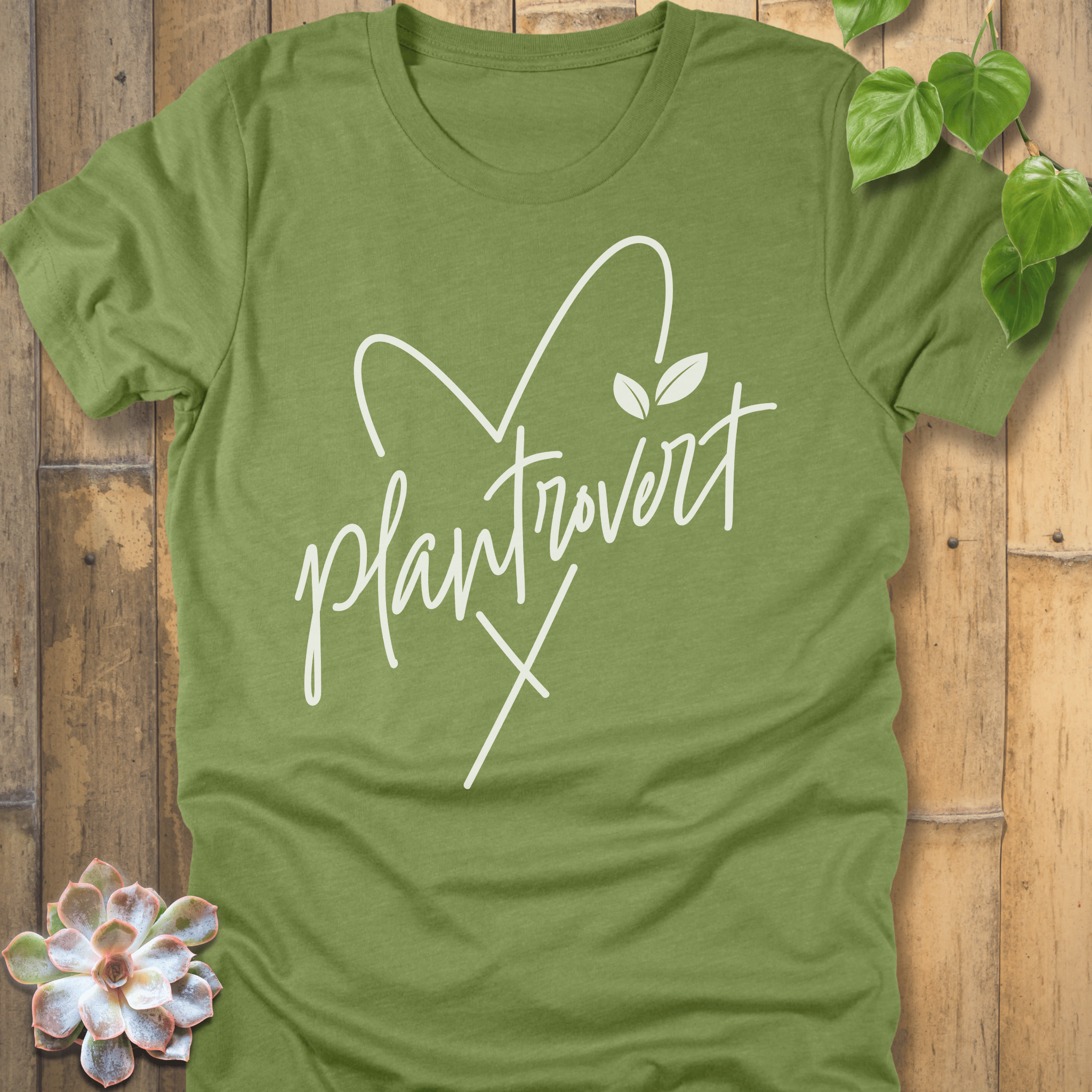 Heather Green / S Plantrovert Love T-shirt T-Shirt