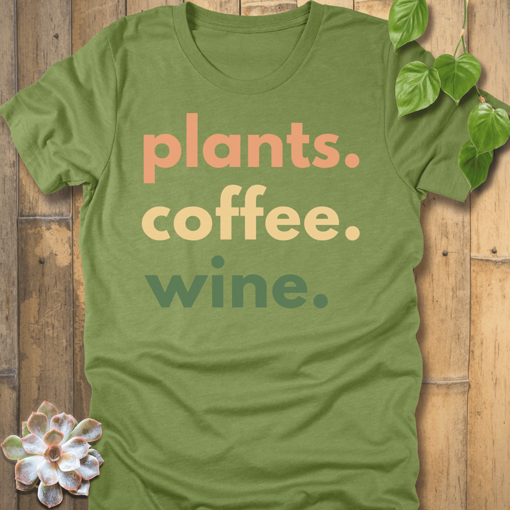 Heather Green / XL Plants, Coffee, Wine T-Shirt T-Shirt