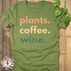 Heather Green / XL Plants, Coffee, Wine T-Shirt T-Shirt