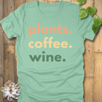 Heather Mint / S Plants, Coffee, Wine T-Shirt T-Shirt