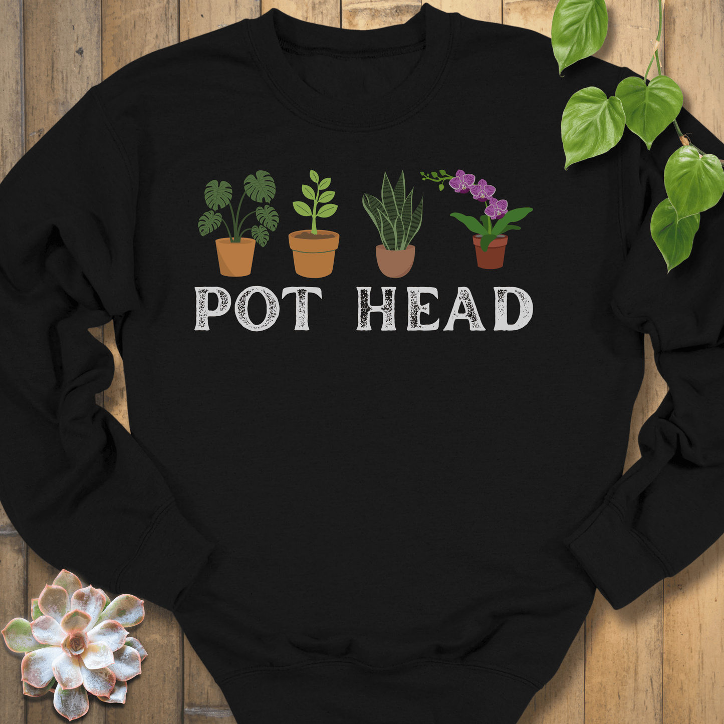 Black / S Pot Head - Plants Sweatshirt Sweatshirt
