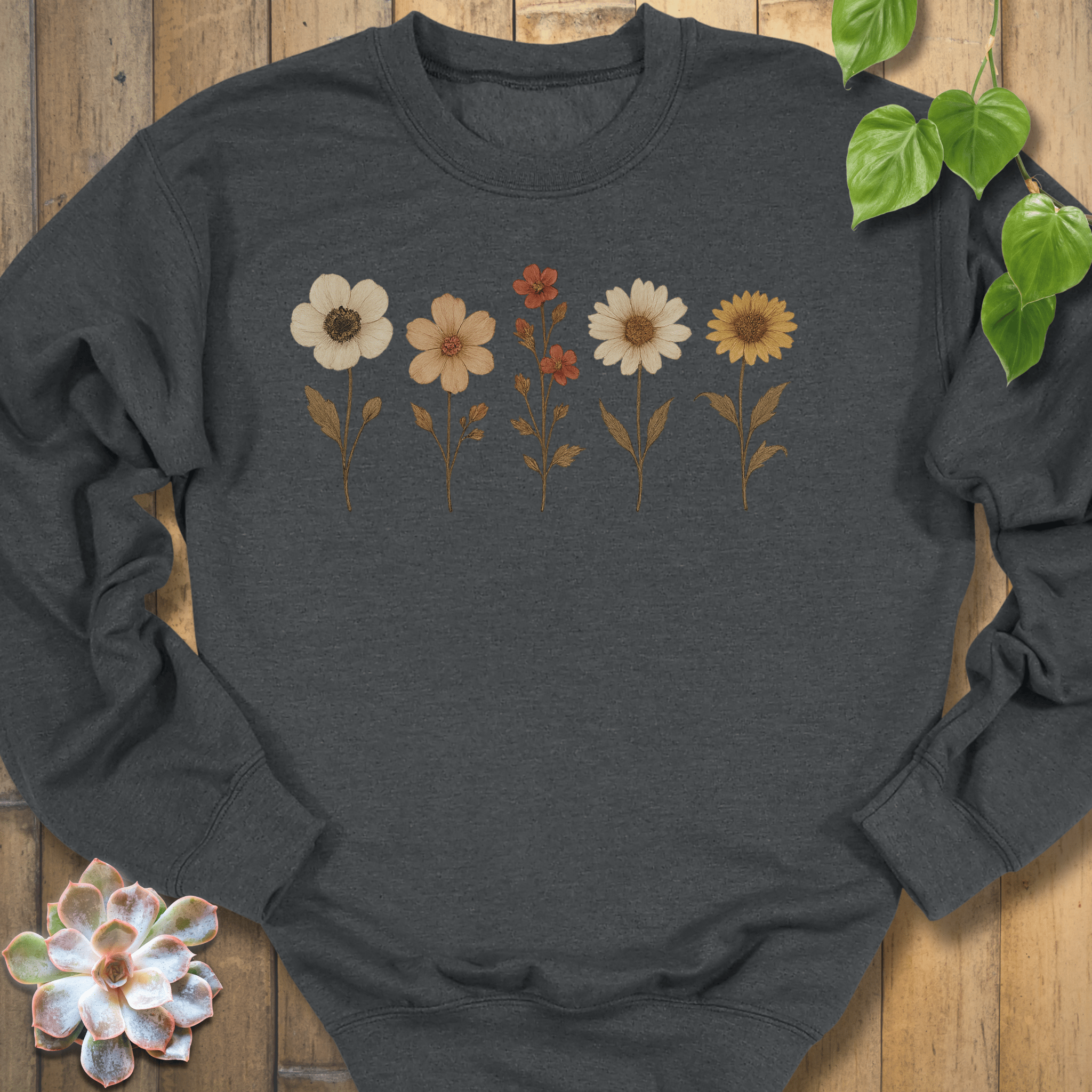 Dark Heather / S Pressed Flowers Sweatshirt Sweatshirt