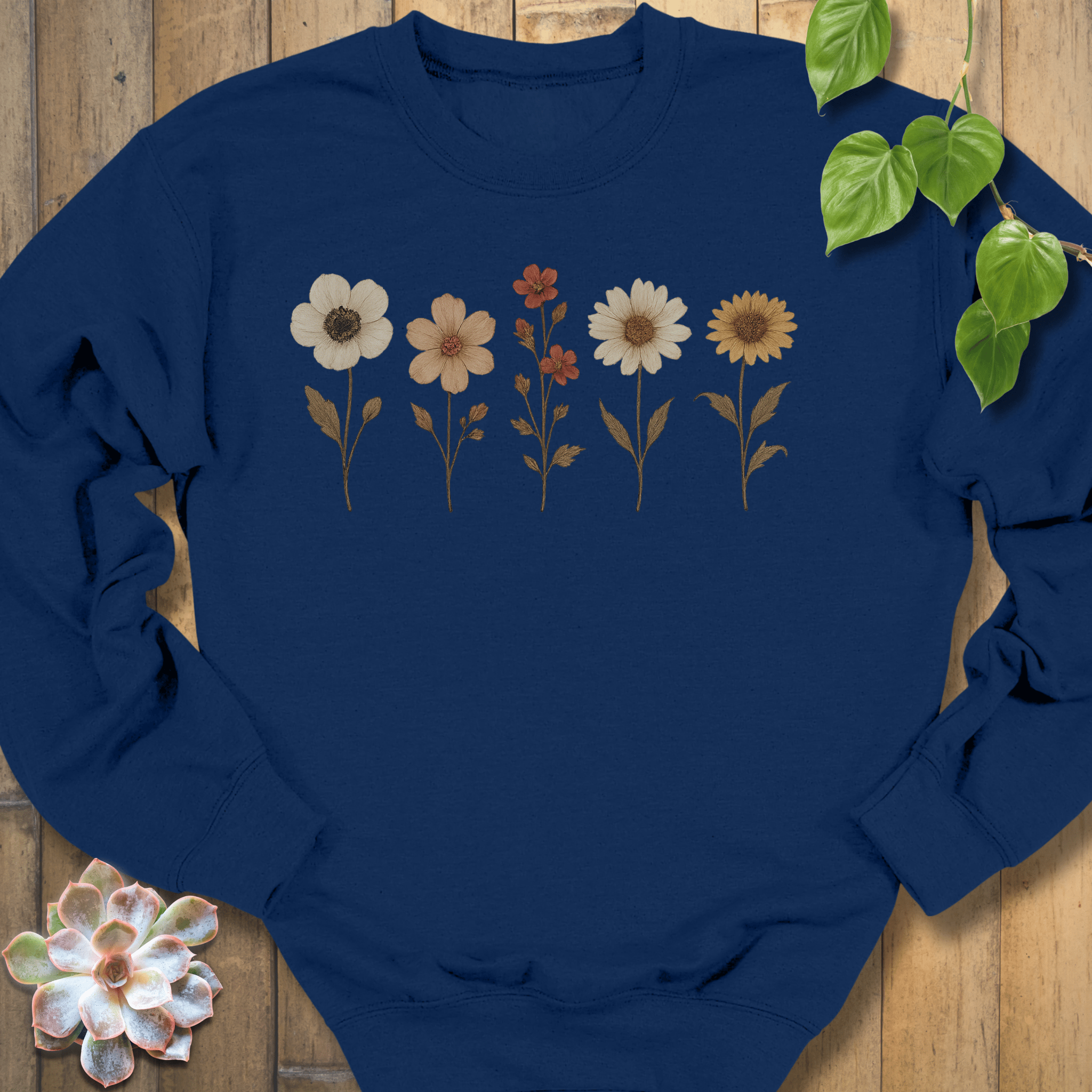 Navy / S Pressed Flowers Sweatshirt Sweatshirt