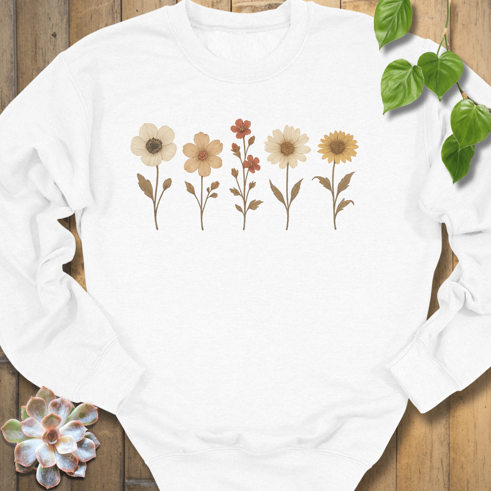 White / S Pressed Flowers Sweatshirt Sweatshirt
