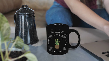 Funny Coffee Mug for Gardeners, "The Cycle of Life" Gardeners Mug Black