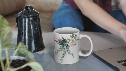 Hummingbird Coffee Mug | Beautiful Ceramic Coffee Mug for Gardeners | Bird Lovers Coffee Mug Black | FREE POSTAGE